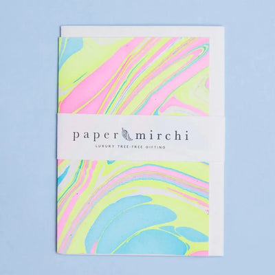 MIR Carte Double Marbre-Carterie-Paper Mirchi-Waves Neon-Papeterie du Dôme