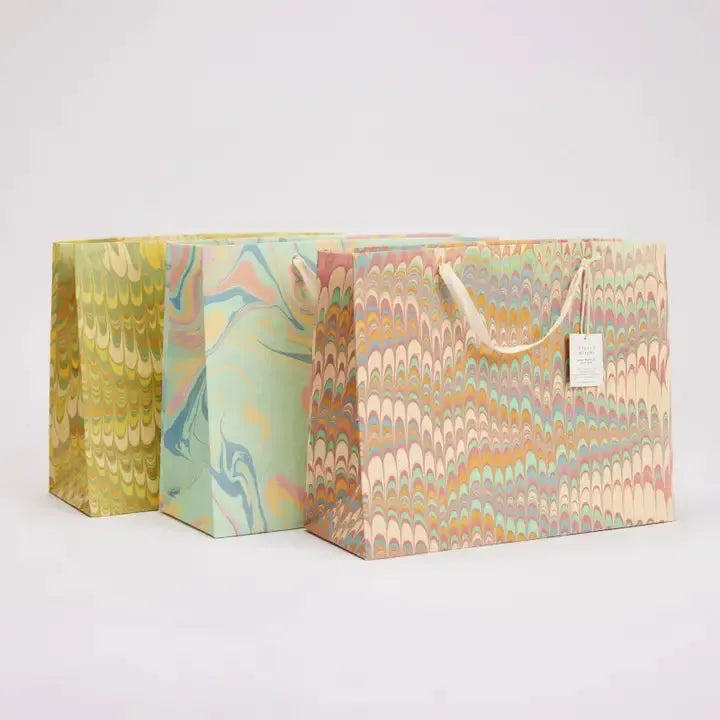 MIR Sac Cadeaux Imprimés à la Main-Sac Cadeau-Paper Mirchi-Grand-Marble bouquet-Papeterie du Dôme