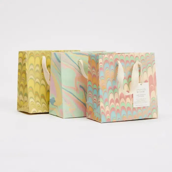 MIR Sac Cadeaux Imprimés à la Main-Sac Cadeau-Paper Mirchi-Petit-Marble bouquet-Papeterie du Dôme