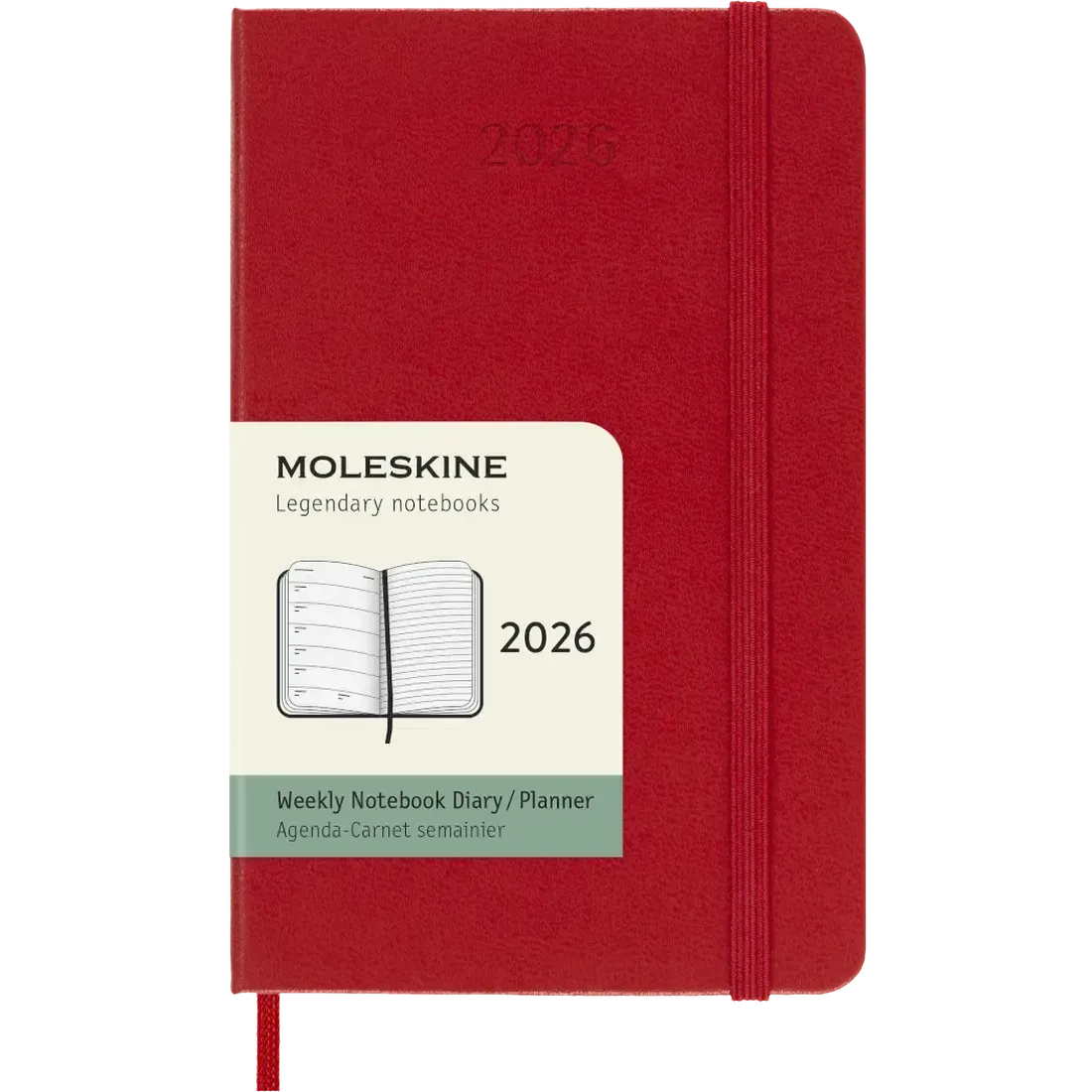 MSK Agenda Semainier & Carnet Rigide 12 mois-Agenda-Moleskine-2026-Rouge-Pocket 9x14-Papeterie du Dôme