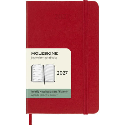 MSK Agenda Semainier & Carnet Rigide 12 mois-Agenda-Moleskine-2027-Rouge-Pocket 9x14-Papeterie du Dôme