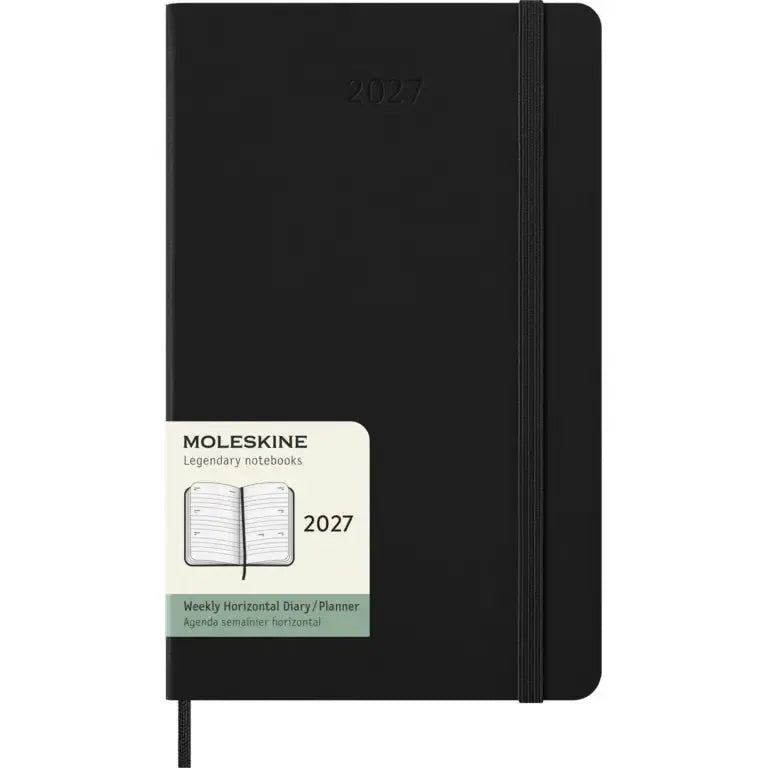 MSK Agenda Semainier Horizontal Rigide 12 mois-Agenda-Moleskine-2027-Noir-Large 13x21-Papeterie du Dôme
