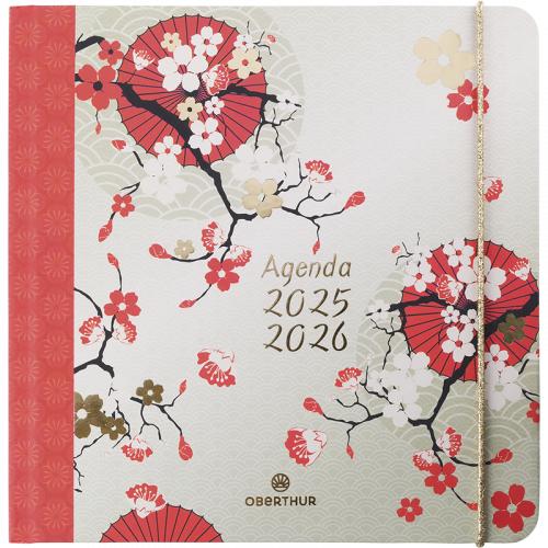 OBE Agenda Semainier Scolaire Carré Sakura-Agenda-Oberthur-2025-2026-Cerisier-Papeterie du Dôme