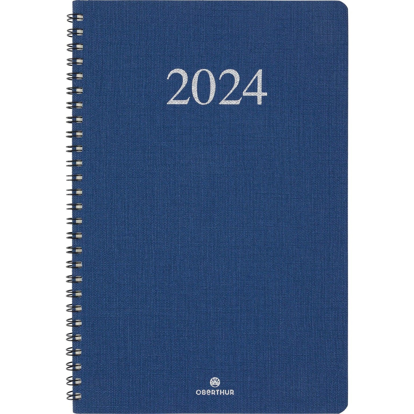 OBERTHUR - 1 Agenda Semainier de Bureau 27 DAVOS - Janvier 2024 à Décembre  2024 - Format : 22 x 28 cm - Coloris Bleu - 2 Langues : :  Fournitures de bureau