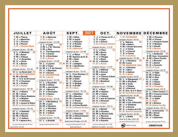 OBE Calendrier Classic 12,5x17-Calendrier-Oberthur-Papeterie du Dôme