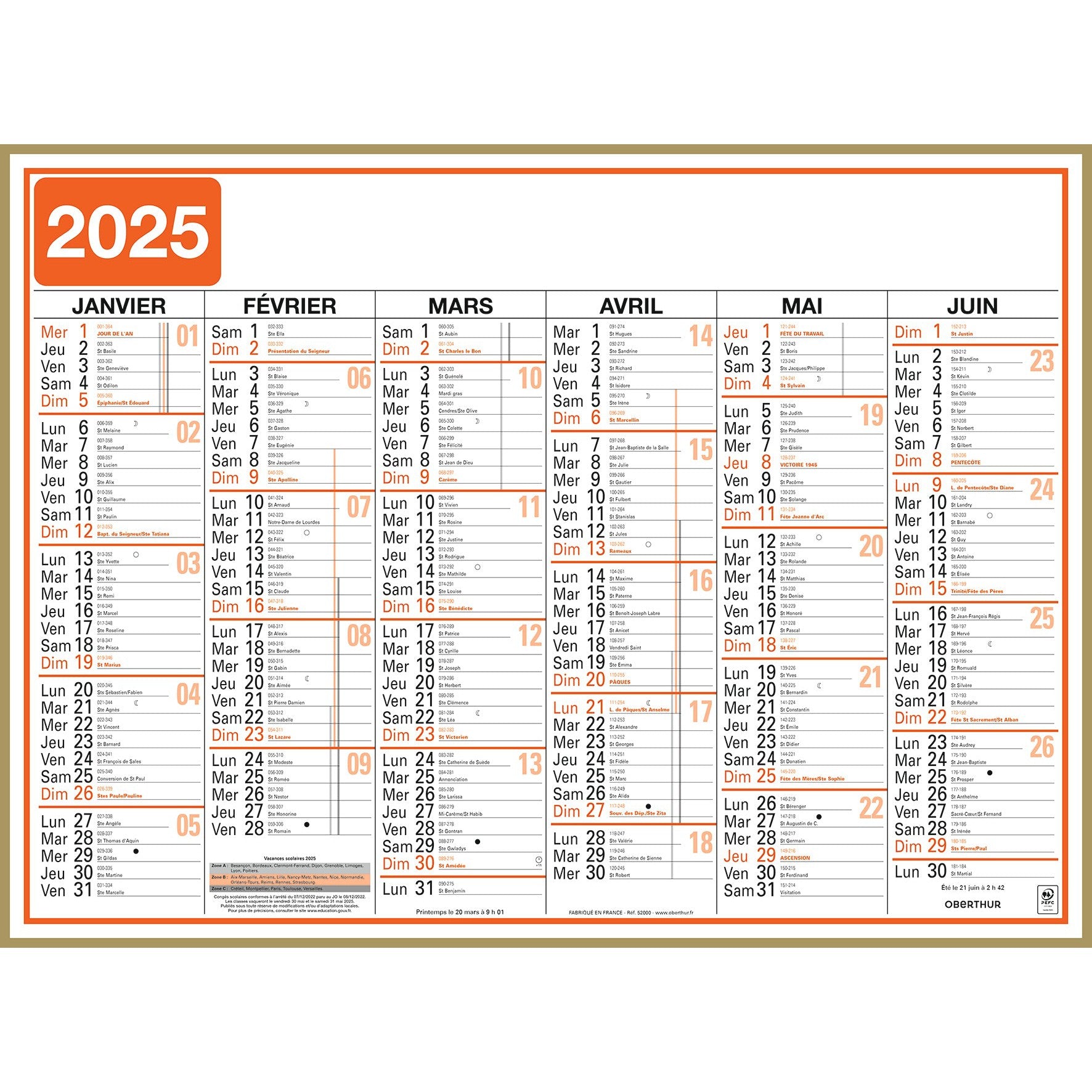 OBE Calendrier Classic 52x40,5-Calendrier-Oberthur-Papeterie du Dôme