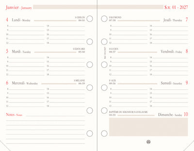 OBE Recharge Agenda Format 13 Semainier Horizontal-Recharge Agenda-Oberthur-Papeterie du Dôme