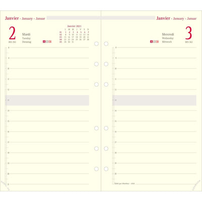 OBE Recharge Agenda Format 17 Journalier-Recharge Agenda-Oberthur-2026-Papeterie du Dôme