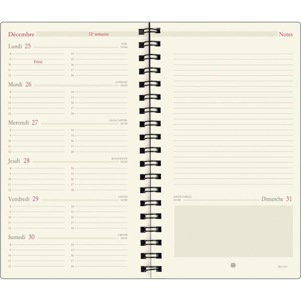 OBE Recharge Agenda Format 17 Semainier Semaine+Notes-Recharge Agenda-Oberthur-Papeterie du Dôme