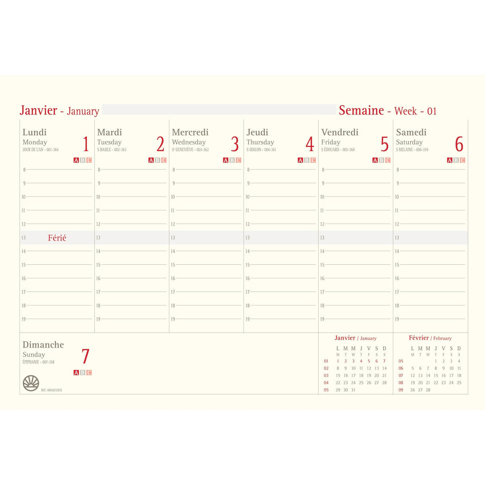 OBE Recharge Bloc Éphémeride Up to Date-Recharge Agenda-Oberthur-2026-Papeterie du Dôme