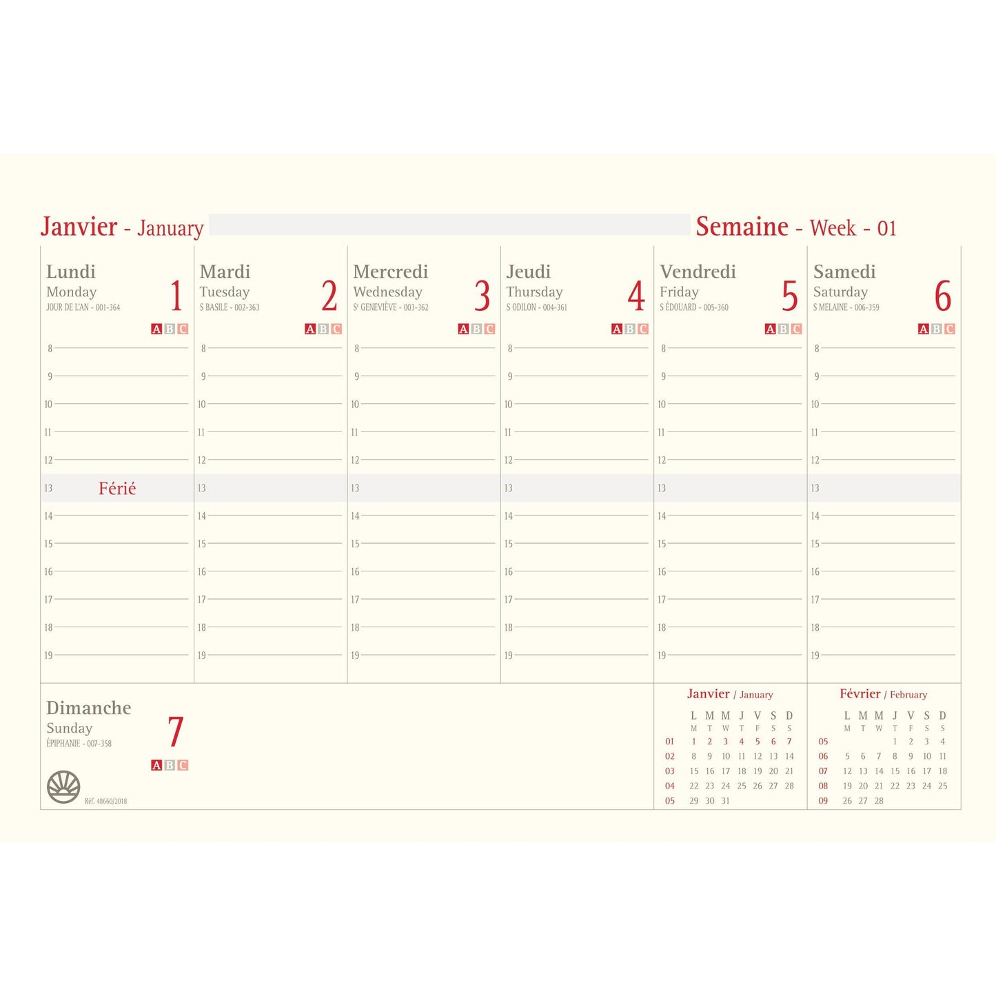 OBE Recharge Bloc Éphémeride Up to Date-Recharge Agenda-Oberthur-Papeterie du Dôme