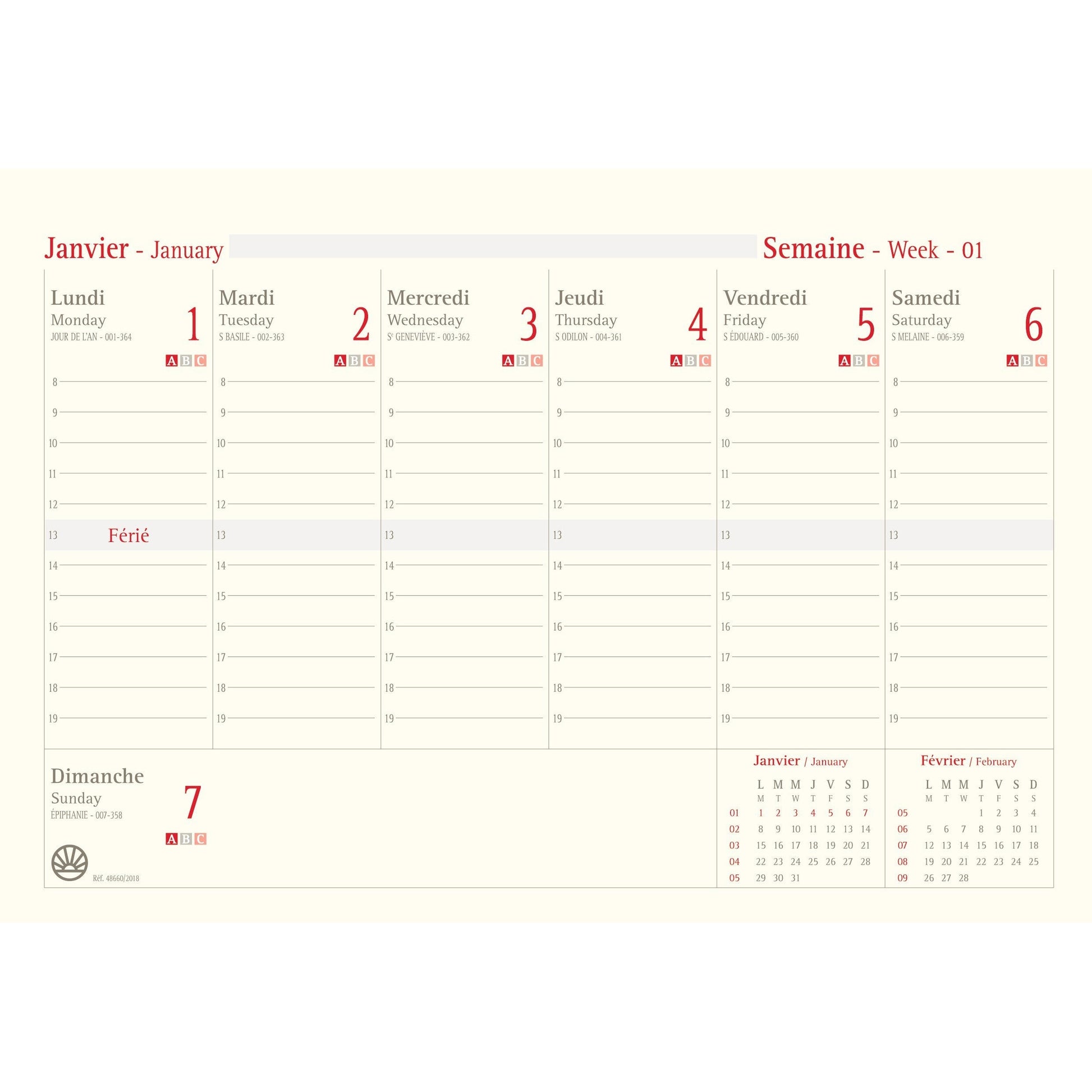 OBE Recharge Bloc Éphémeride Up to Date-Recharge Agenda-Oberthur-Papeterie du Dôme