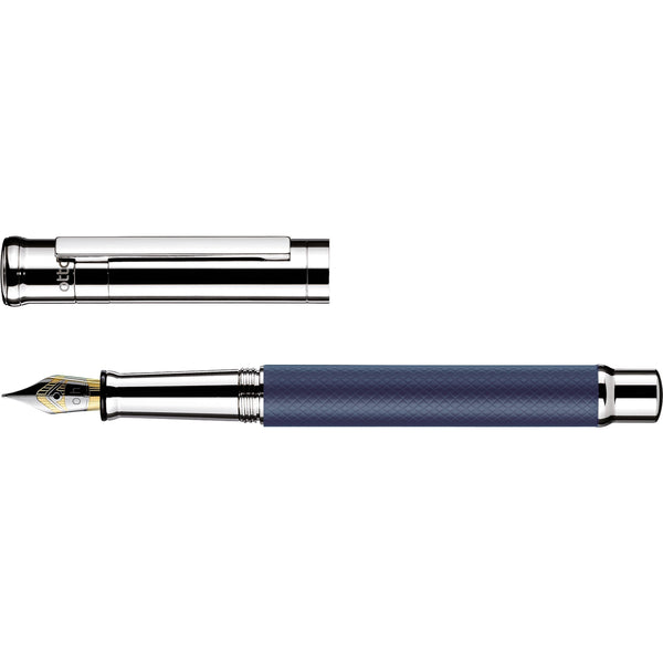 OH design 04 Bleu Guilloché Laqué Platine Stylo Plume-Stylo Plume-Otto Hutt-Papeterie du Dôme