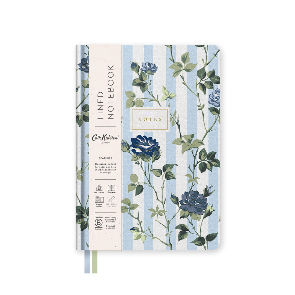 OHD Hardback Notebook A5 Cath Kidston-Carnet-Ohh Deer-Blue Stripe Floral-Papeterie du Dôme