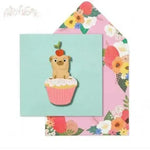 PAT Carte Tache-Carterie-Patchwork-Happy Birthday Pug Cupcake-Papeterie du Dôme