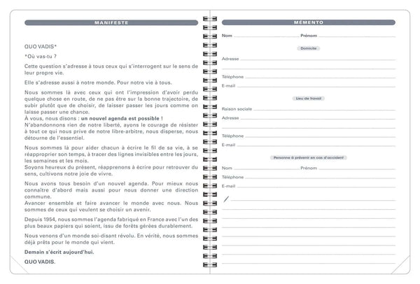 QVD Recharge Agenda Président S-Recharge Agenda-Quo Vadis-Papeterie du Dôme