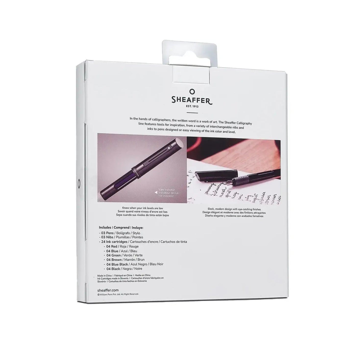 SHF Calligraphique Noir Bleu Jaune Stylo Plume-Stylo Plume-Sheaffer-Papeterie du Dôme