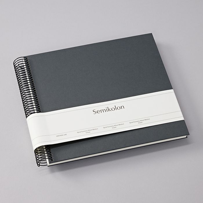 SMK Album Photo Spirale Medium Economy-Album Photo-Semikolon-23 x 22.3 cm-Lava stone-Crème-Papeterie du Dôme
