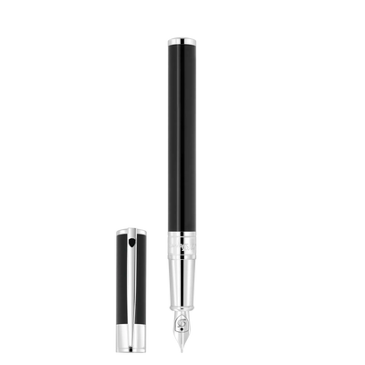 STD D-Initial Noir Chromé Stylo Plume-Stylo Plume-S.T. Dupont-Papeterie du Dôme