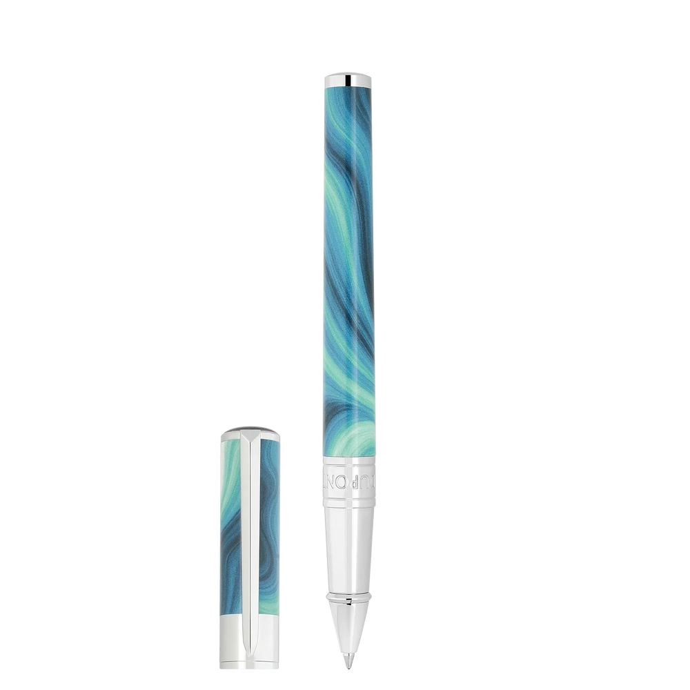 STD Initial Géode Bleu Chrome Stylo Roller-Stylo Roller-S.T. Dupont-Papeterie du Dôme