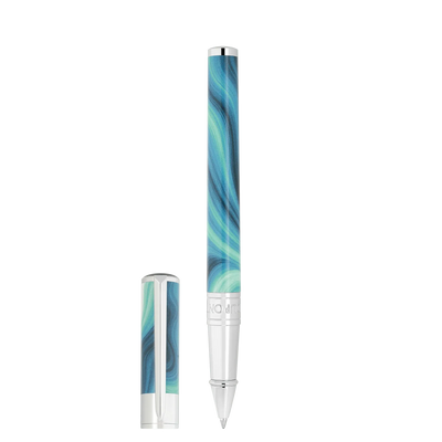 STD Initial Géode Bleu Chrome Stylo Roller-Stylo Roller-S.T. Dupont-Papeterie du Dôme
