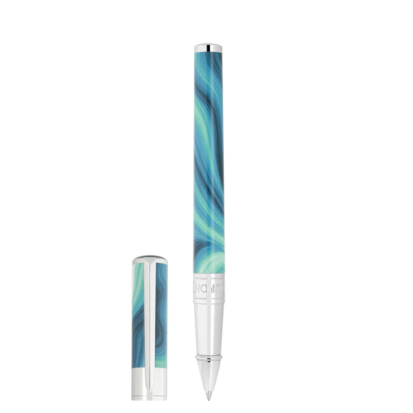 STD Initial Géode Bleu Chrome Stylo Roller-Stylo Roller-S.T. Dupont-Papeterie du Dôme