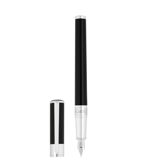 STD Initial Noir Chromé Stylo Plume-Stylo Plume-S.T. Dupont-Papeterie du Dôme