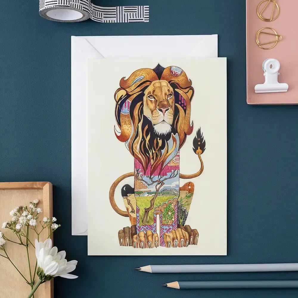 TDM Carte Double-Carterie-The DM Collection-Lion-Papeterie du Dôme