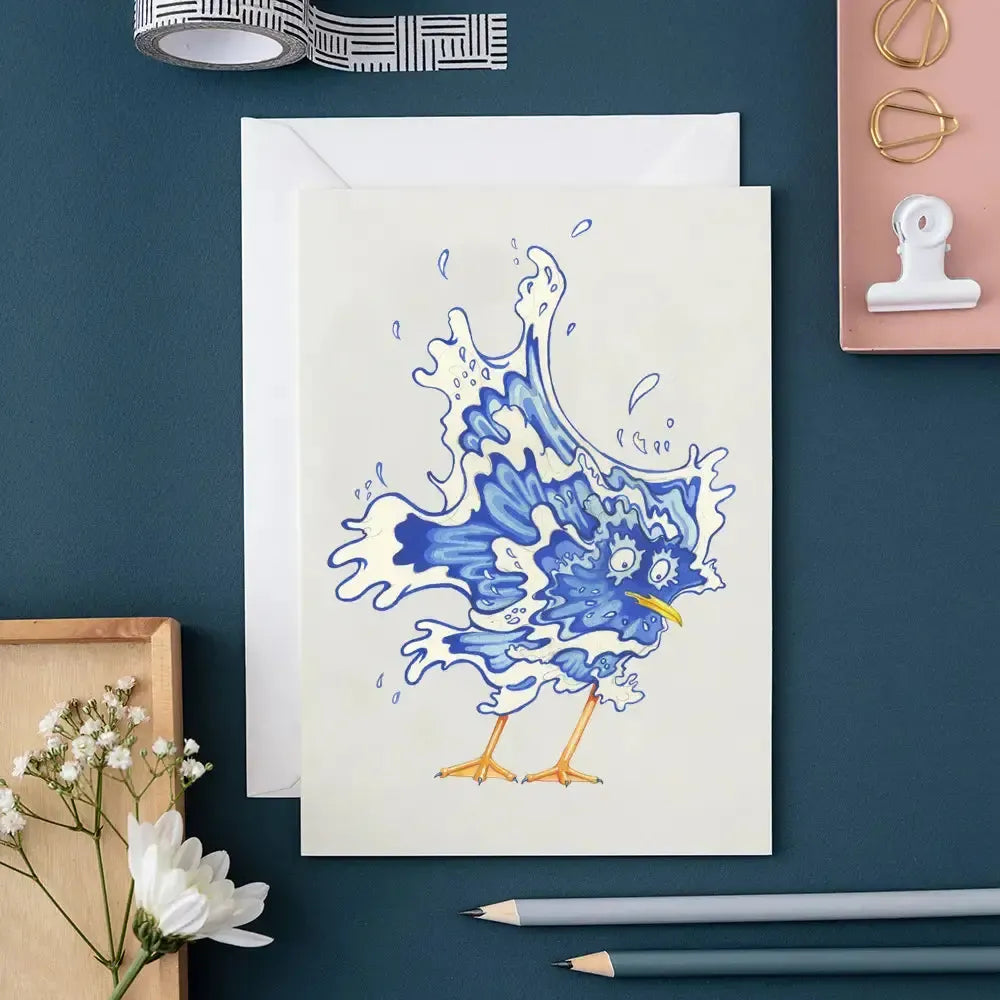 TDM Carte Double-Carterie-The DM Collection-Seagull Getting Splashed in the Face-Papeterie du Dôme