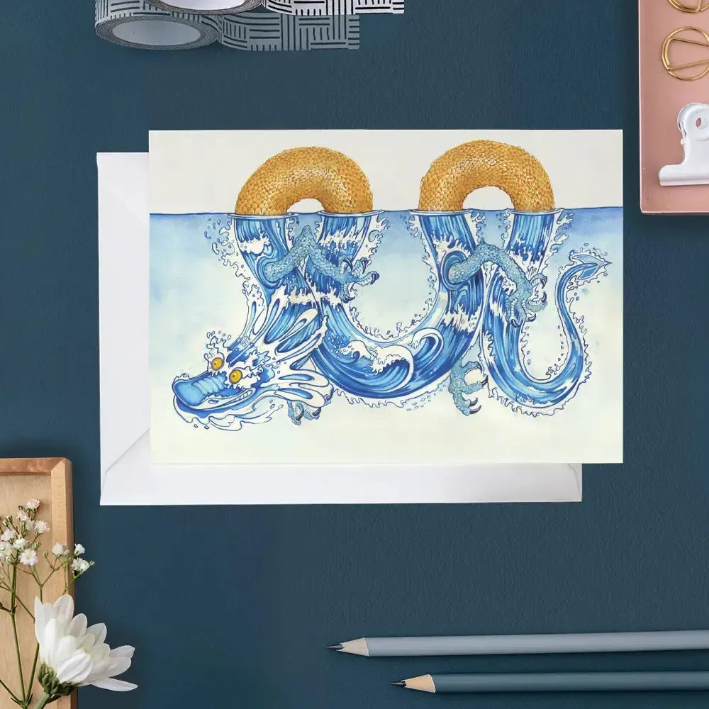TDM Carte Double-Carterie-The DM Collection-Water Dragon-Papeterie du Dôme