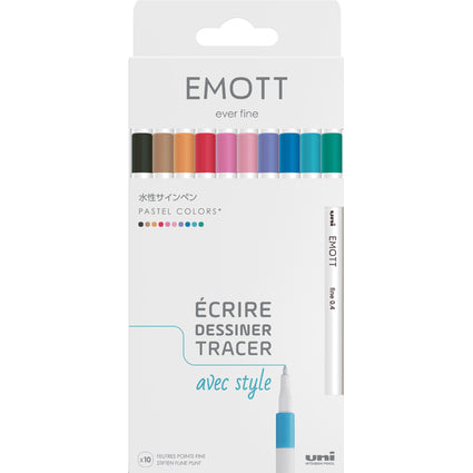 UNI Pochette Feutres Emott-Boîte à Feutres-Uni-ball-10 feutres-Pastel-Papeterie du Dôme