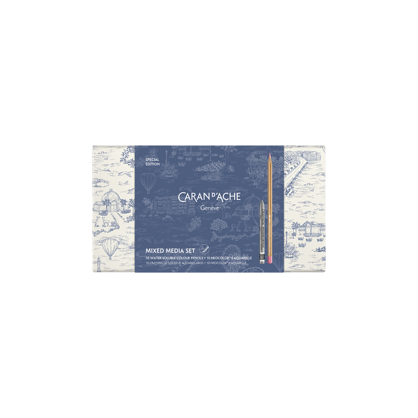 CA Set Couleur Multi-Produits Toile de Jouy-Boîte à Crayons-Caran d'Ache-Papeterie du Dôme