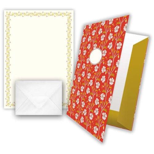 ACT Papier à Lettres-Papier a Lettres-Acte tre-Fleurs rouge-Papeterie du Dôme