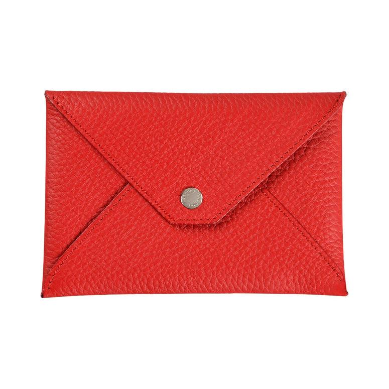 AM Enveloppe Papier Identité Camargue Cuir de Taurillon-Pochettes-Agenda Moderne-Rouge-Papeterie du Dôme