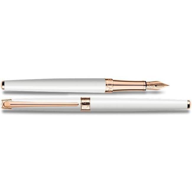 CA Léman Slim Blanc Or Rose Stylo Plume-Stylo Plume-Caran d'Ache-Papeterie du Dôme