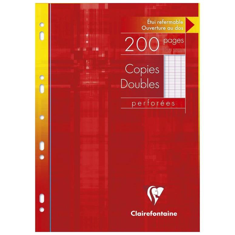 CLT Copies Doubles A4 Perforées 200p-Copies-Clairefontaine-Papeterie du Dôme