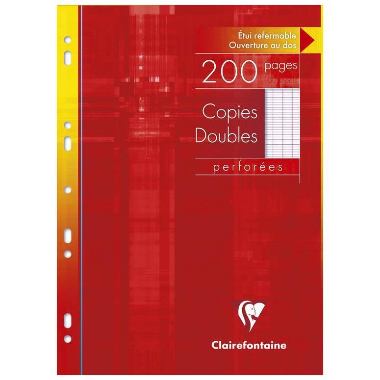 CLT Copies Doubles A4 Perforées 200p-Copies-Clairefontaine-Grands Carreaux-Papeterie du Dôme