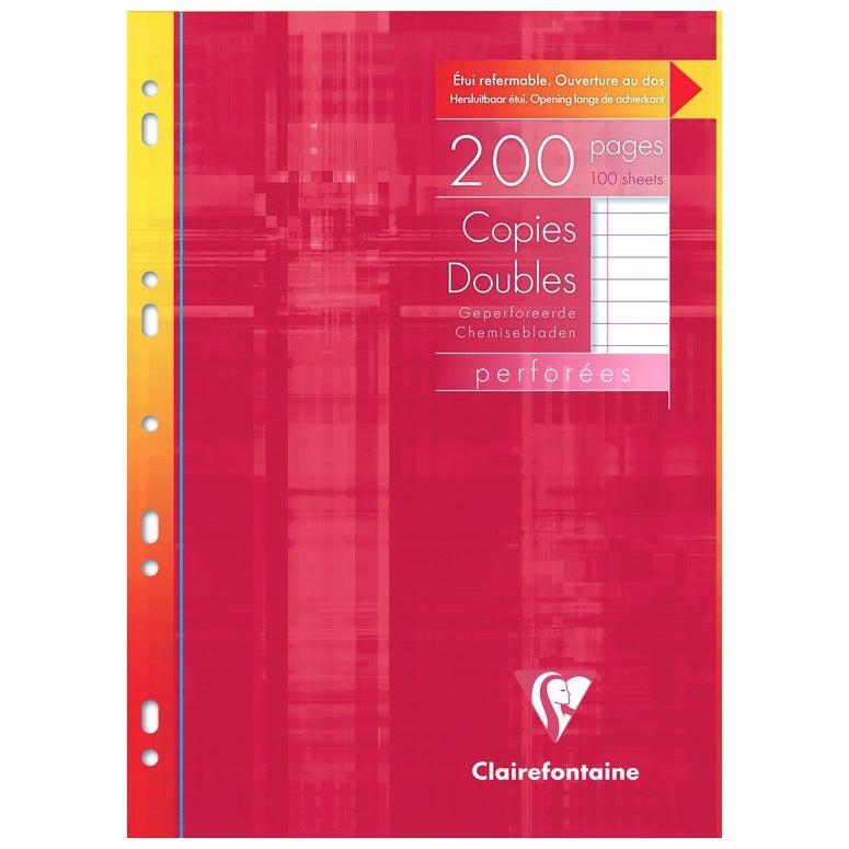CLT Copies Doubles A4 Perforées 200p-Copies-Clairefontaine-Ligné+Marge-Papeterie du Dôme