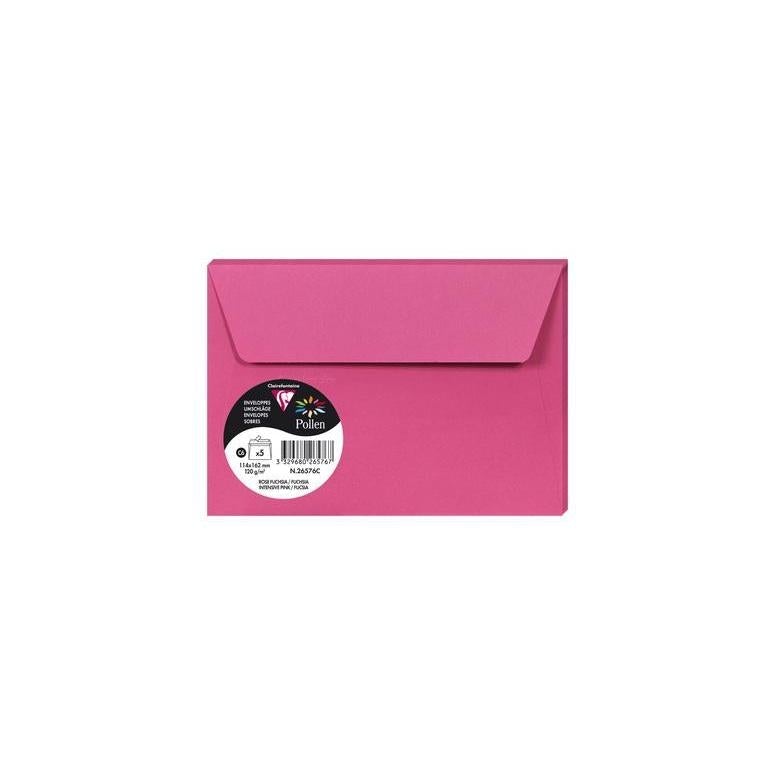 CLT Pollen Enveloppes C6 x20-Enveloppes-Clairefontaine-Fuchsia-Papeterie du Dôme