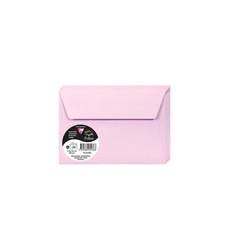 CLT Pollen Enveloppes C6 x20-Enveloppes-Clairefontaine-Rose Dragée-Papeterie du Dôme