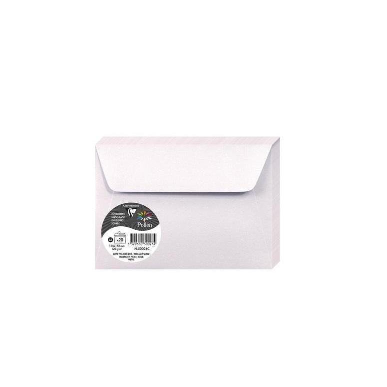 CLT Pollen Enveloppes C6 x20-Enveloppes-Clairefontaine-Rose Poudré Irisé-Papeterie du Dôme