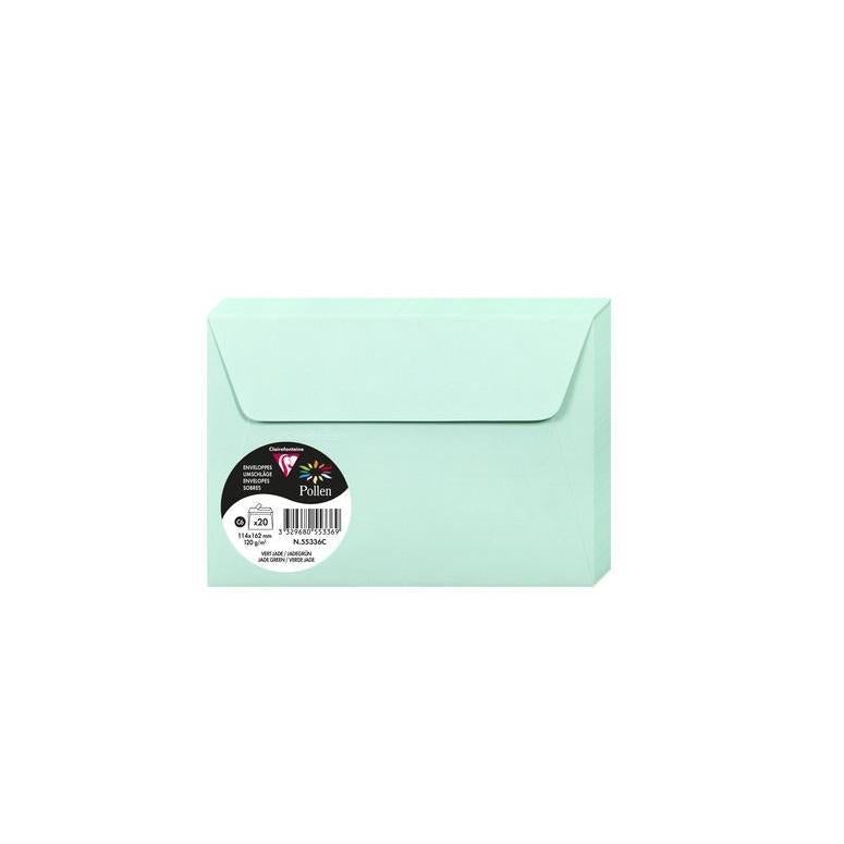 CLT Pollen Enveloppes C6 x20-Enveloppes-Clairefontaine-Vert Jade-Papeterie du Dôme