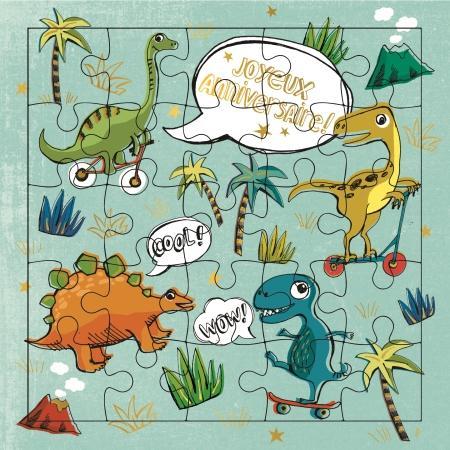 CRT Carte Puzzle-Carterie-Carte d'art-Joyeux Anniversaire de Dino-Papeterie du Dôme