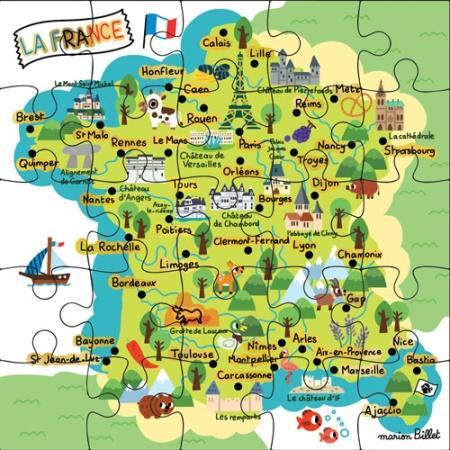CRT Carte Puzzle-Carterie-Carte d'art-La France-Papeterie du Dôme