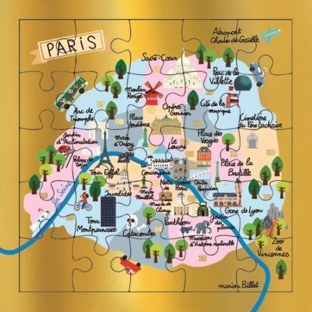 CRT Carte Puzzle-Carterie-Carte d'art-Paris Intra Muros-Papeterie du Dôme