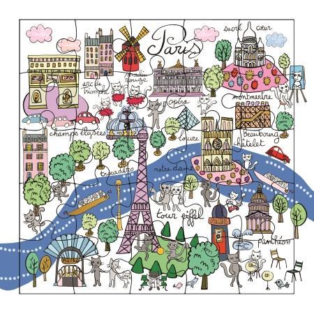 CRT Carte Puzzle-Carterie-Carte d'art-Plan de Paris-Papeterie du Dôme