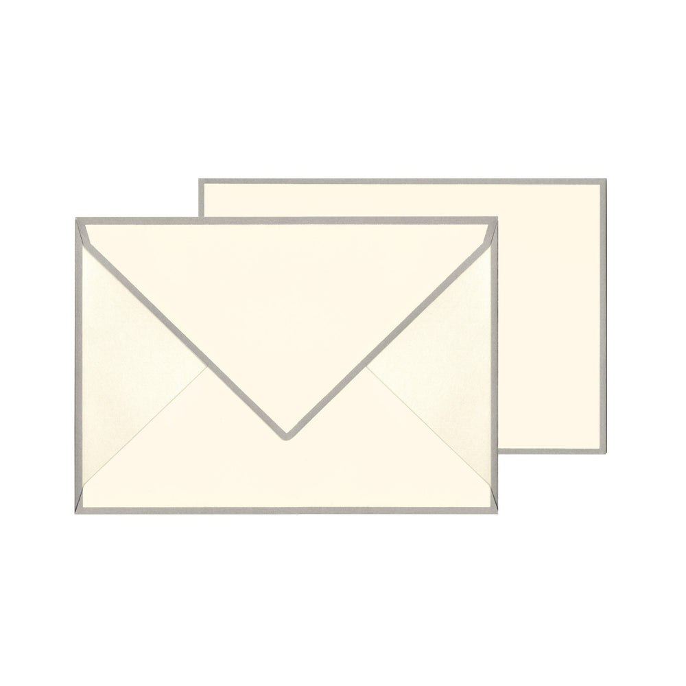 CRW 10 Cartes 10 Enveloppes Bords de Couleur 10,5 x 15,5-Set écriture-Crown Mill-Crème - Gris-Papeterie du Dôme
