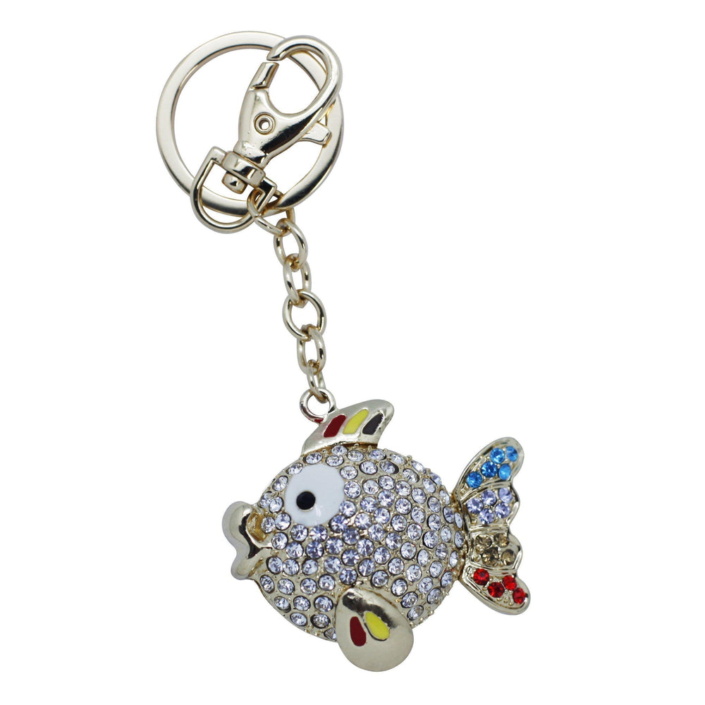 EQ Porte Clés Poisson Chromé Strass-Porte Clés-Equinoxe-Papeterie du Dôme