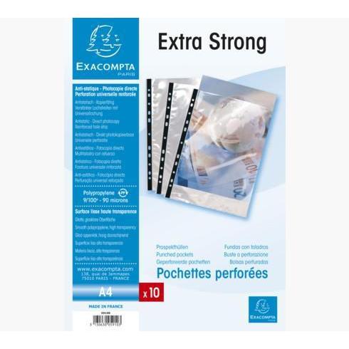 EXA 10 Pochettes Perforées PP Lisse A4 9/100e-Pochettes-Exacompta-Papeterie du Dôme