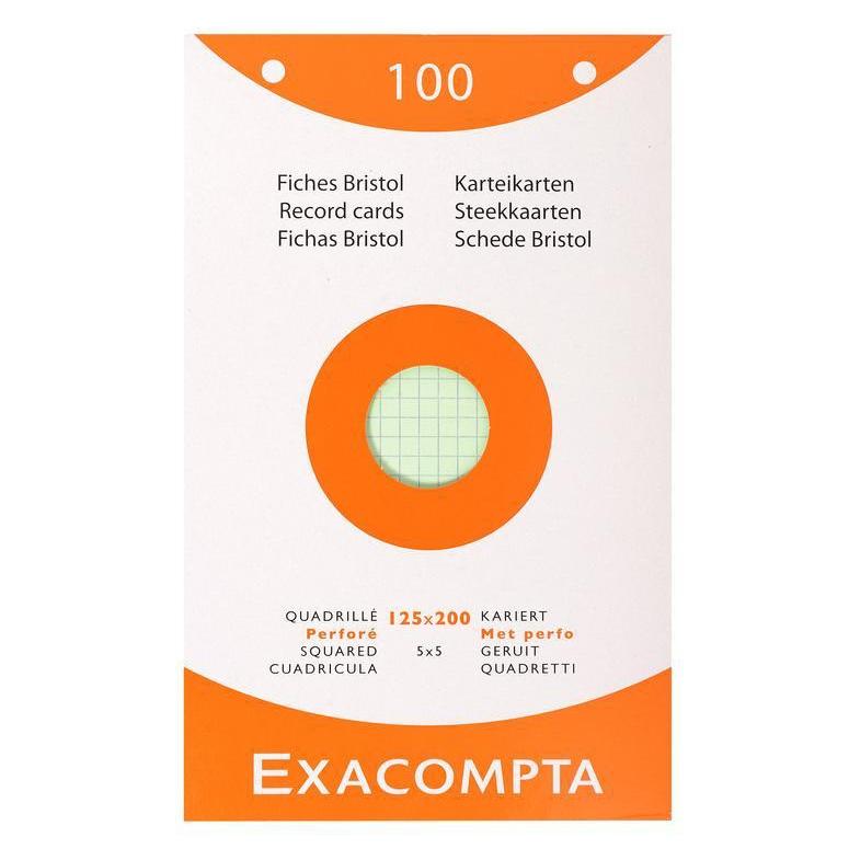 EXA Étui 100 Bristol 125x200-Bristol-Exacompta-Quadrillé 5x5 perforé Couleurs assorties-Papeterie du Dôme